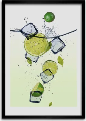 Produktbild von Bild - Bilderrahmen - 50 cm x 70 cm - MDF - Rahmen - Wandkunst Limetten und Eis