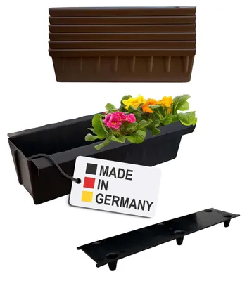 Image de BURI 6 inserts de jardinières pour palettes Euro avec tapis d'arrosage | avec système de suspension à accrocher | 37,3cm brun | jardinière pour palette Euro | balconnière | pot de fleurs | extrêmement stable