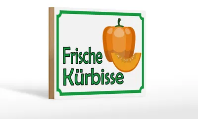Produktbild von Holzschild Hinweis 18x12cm frische Kürbisse Hofladen
