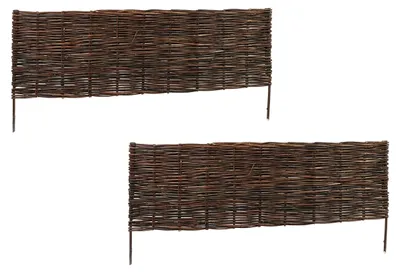 Obrázok produktu pre Relaxdays Ohraničenie záhonu, vŕba, sada 2 ks, VxŠ: 30 x 100 cm, na zapichnutie, záhony a trávnik, nízke ohraničenie záhonu, hnedé