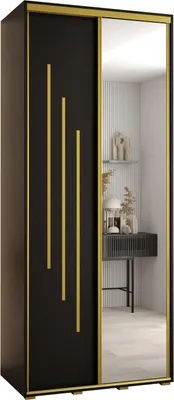Produktbild von MEBLE KRYSPOL Davos 9 Schrank, zwei Türen - 235,2x100x45 cm - Schwarz Schwarz Gold
