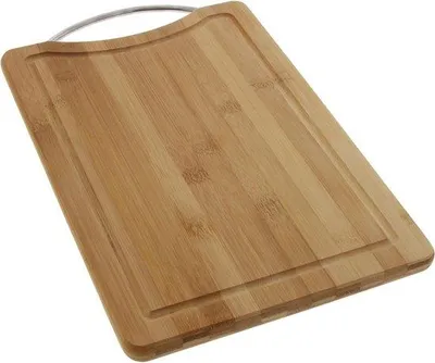 Image de Planche à découper en bambou 20 x 30 cm avec support de fixation en acier inoxydable