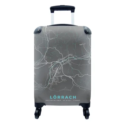 Produktbild von MuchoWow® Koffer Handgepäck Trolley Rollkoffer Kleine Reisekoffer mit 4 Rollen - Deutschland - Blau - Lörrach - Stadtplan - Karte - Cabin Size < 55x40x23 cm & 55x40x20 cm - Fotokoffer - Kabinenkoffer - Boardgepäck - Reise-Box - Reisekoffer - Reisegepäck - Koffer mit Bild - Trolley für Kinder