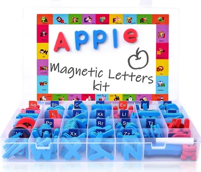 Produktbild von Magnetbuchstaben-Set, 238 Magnete für den Unterricht, mit großer doppelseitiger Magnettafel und Aufbewahrungsbox, Schaumstoff-Alphabet-ABC-Magnete-Spielzeugset für Vorschulkinder, die Rechtschreibung lernen – Unterricht im Klassenzimmer und zu Hause