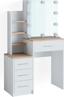 Produktbild von Schminktisch Vicco Conrada Weiß/Sonoma 80 cm mit LED Beleuchtung, Model 39978