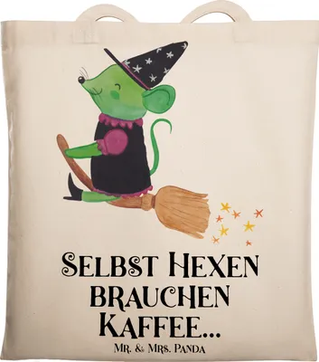 Produktbild von Mr. & Mrs. Panda dokumententasche Halloween-Hexen Kaffee - Transparent - Geschenk, Halloween Zitat, Events, gruselige Kostüme, Gruselparty, Geschenke, Laptoptasche