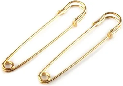 Produktbild von 2 Tuchnadel 75mm Sicherheitsnadeln gold Nadeln basteln nähen Brosche Broschennadel