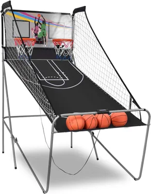 Basketballmaschine 8-in-1, klappbar, 4 Bälle, 8 Spielmodi, Arcade-Spiel