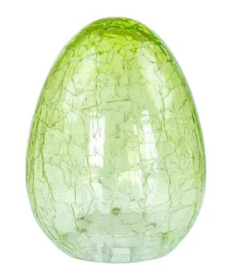 Produktbild von LED Osterei H16cm Grün Glas Licht mit Timer Dekolampe Tischlampe Stimmungslicht Osterdeko Crackle Look