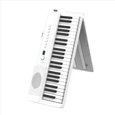 Image de Piano numérique pliable Zimilo 88 touches, clavier sensible à la vélocité avec Bluetooth, USB MIDI, écran LCD, pupitre, 128 sons, batterie intégrée, 2 x 25 W, blanc