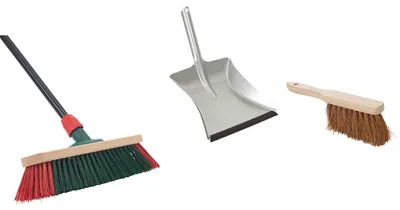 Produktbild von Novaliv Straßenbesen mit Stiel Gartenbesen Kehrgarnitur Kokos Besen Kehrblech (1, Gartenbesen + Zink Kehrschaufel Set Kokos)