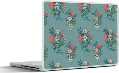 Produktbild von MuchoWow® Laptop Aufkleber Sticker Cover Blumenstrauß - Muster - Blumen - Mohn 30x21 cm - Sticker für Laptop - Selbstklebend