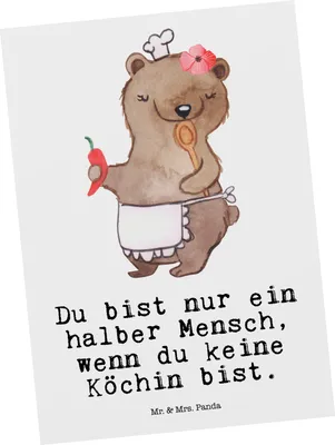 Produktbild von Mr. & Mrs. Panda Grußkarte Köchin Herz - Weiß - Geschenk, Lustig, Postkarte, Restaurant, Ansichtskarte, Fotokarte, Witzig, Postkarten, Ansichtskarten, Spruch