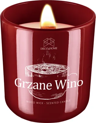 Zdjęcie produktu dla Deco4Home Świeca Zapachowa "Grzane Wino" | Drewniany Knot | Naturalna