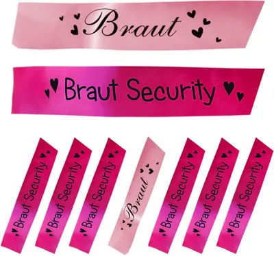 Produktbild von Oblique Unique Schärpe Braut + Braut Security Set JGA Hen Party Herz pink rosa