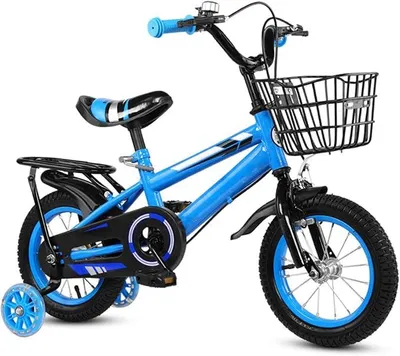Imagen del producto de Bicicleta infantil de 16 pulgadas con estabilizadores, adecuada para niños y niñas de 2 a 14 años, con altura ajustable. Bicicleta con cesta desmontable, ideal para niños pequeños. Bicicleta infantil para uso en carretera