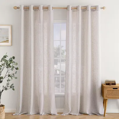 Linnenlook Vorhang mit Ösen, 2er Set, 140x280 cm, Weiß