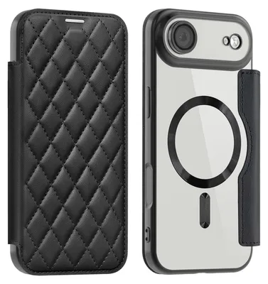 Produktbild von Für Apple iPhone 17 Air 360 Grad Full Body Magsafe RFID Anti Datenklau Kunst Leder Hülle Tasche Schwarz
