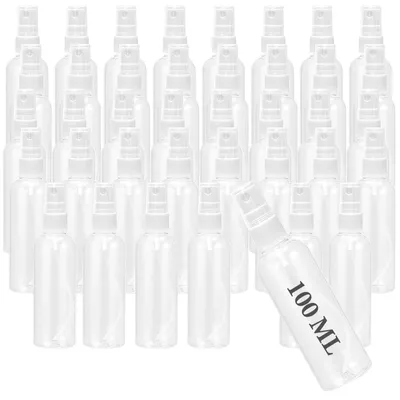 Produktbild von 40 Sprühflaschen à 100 ml, tragbare, transparente, leere Sprühbehälter für feinen Sprühnebel, Kunststoff-Sprühflaschen zum Nachfüllen, ideal für Reisen