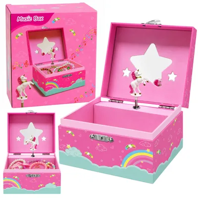 Immagine prodotto di Carillon Portagioie Rotante Unicorno Rosa