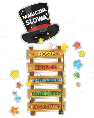 Imagen del producto de Decoraciones escolares: "Palabras mágicas" (juego de 12 piezas) - LearnHow