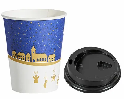 Produktbild von 75x Heißgetränkebecher Winterlandschaft mit Trinkdeckel Eichstrich 200 ml