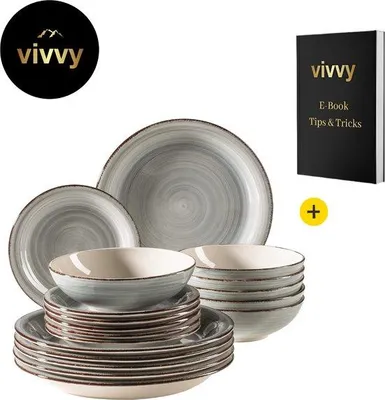 Obrázok produktu pre Sada riadu pre 6 osôb 2 v 1, porcelán, vintage