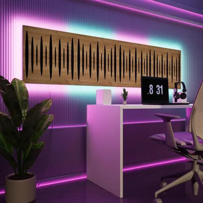 Immagine prodotto di Confezione da 4 pannelli acustici a LED con RGB Glow per Echo Control | Pannelli fonoassorbenti con retroilluminazione | 4x PULSAR - Grouped | Rovere