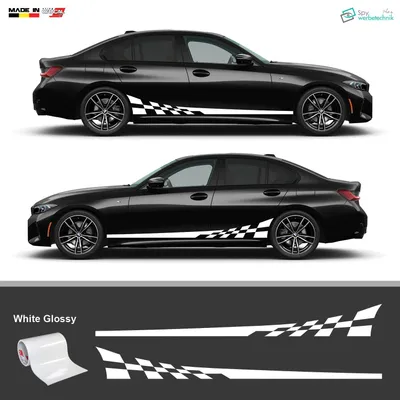 Produktbild von Auto Seitenstreifen Vinyl Aufkleber Racing Sticker Set – Weiß - 230 x 26 cm