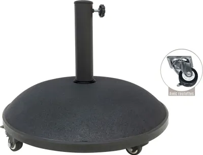 Image de Pied de parasol en ciment noir 25 kg – Dimensions 50x37 cm, diamètre intérieur 35/38/48 mm