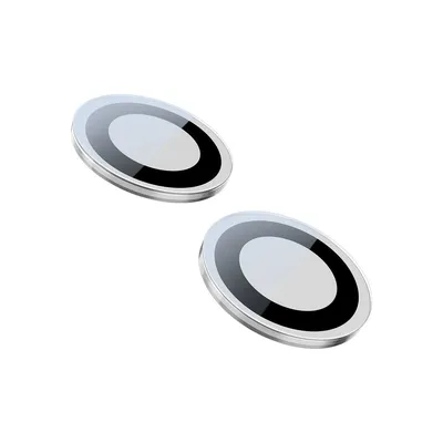 Two silver and black circular objects are shown against a white background.