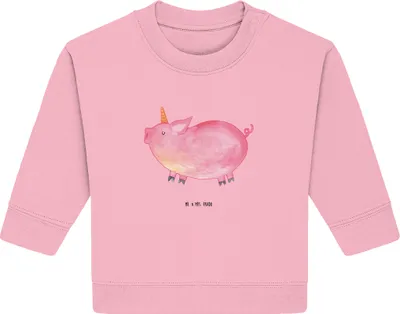 Produktbild von Mr. & Mrs. Panda Organic Baby Pullover Einhorn Schwein 12. - 18. Monat - Baumwolle Pink - Geschenk, Einhörner, Bullover, Unicorn, Spruch, Bauer, Englisch, English