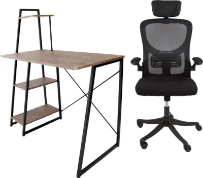 Obrázek produktu pro Set pracovní stůl Messa - Tmavý dub + židle APA PRO Černá
