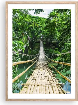 Produktbild von Gerahmtes Poster - Rahmen in heller Eiche - Gehweg Baum Holz Steg - 50x70 cm - Wand Bild - Wanddeko - Wandbilder - Wandposter - Bilderrahmen - Bilder - Kunstdruck - Wandbild - P2NPA50x70-3185
