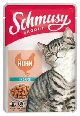 Produktbild von Schmusy Ragout Huhn in Sauce, Adult, jede Rasse, Huhn, 100 g, Getreidefrei, Ohne Soja
