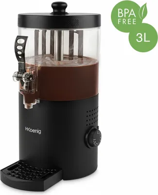 Image de Distributeur de Chocolat Chaud H.KoeNIG SHK802, 1200W, 3L, Noir, Thermostat Réglable 90-120°C