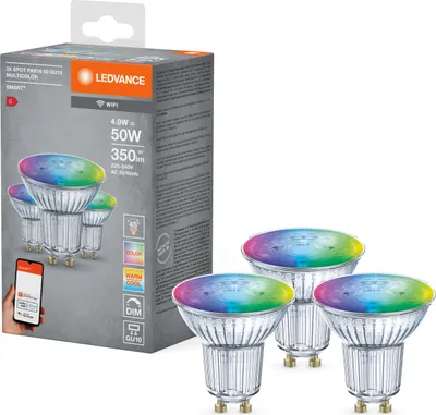 Zdjęcie produktu dla LEDVANCE SMART+ WiFi SPOT GU10 Multicolour, Inteligentne żarówki, Wi-Fi, Srebrny, Zintegrowane LED, GU10, Wielo