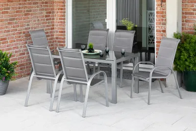Produktbild von Merxx Gartenmöbelset "Amalfi di Lusso" 7tlg. - Aluminiumgestell mit Textilbespannung diamantbraun - 50330-330