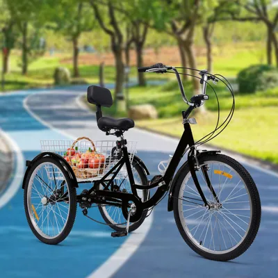 Produktbild von 24 Zoll Dreirad Erwachsene 7 Gang Getriebe mit korb Klappfahrrad Klapprad Faltrad