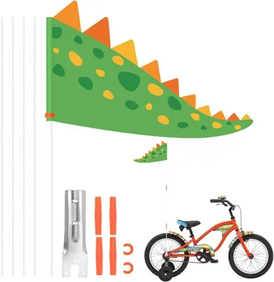 Imagen del producto de Bandera de seguridad para bicicletas para niños, ajustable hasta 150 cm, fabricada con fibra de vidrio y poliéster, para uso en exteriores