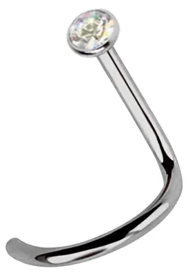 Produktbild von Titan Nasenpiercing Stecker Spirale, gefaßter 2,0 mm Stein in multiklar, Stab 1,0 mm