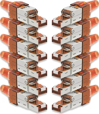 Produktbild von 12x Netzwerk Stecker CAT 7 Werkzeuglos RJ45 CAT7 Netzwerkstecker Netzwerkkabel