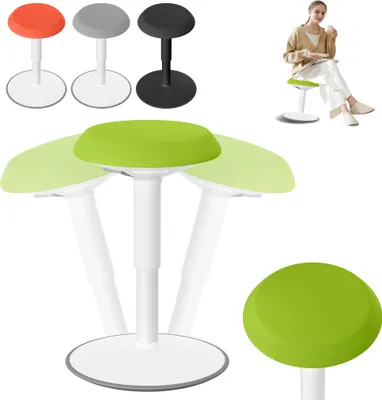 Obrázek produktu pro XMTECH ergonomická kancelářská stolička s houpacím efektem, ergonomická stolička s nastavitelnou výškou 54-79 cm, 360° otočná ergonomická stolička, černá, kulatá