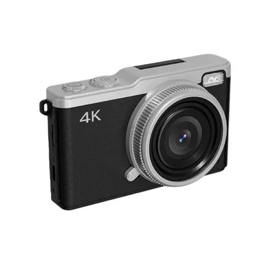 Zdjęcie produktu dla Kamera ZELURXX 4K, aparat cyfrowy 64 MP, kamera do vlogów, kamera z odchylanym ekranem do selfie, kamera sportowa, kamera z filtrami, kamera dla dzieci, 64 GB, czarna