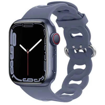 Produktbild von Strap-it Apple Watch Silikon Kettenarmband (Grau-Blau) - Große: 38 - 40 - 41mm