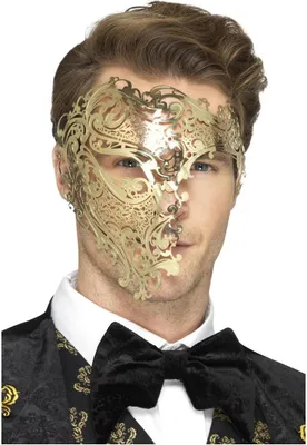 Produktbild von Smiffys - "Deluxe Phantom" Kostüm-Augenmaske - Herren SM786 (Einheitsgröße) (Gold)