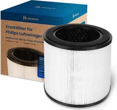Produktbild von wkstore 3-in-1-Filter für Philips Luftreiniger AC0830/10, AC0820/10, AC0820/30 | für Philips 800 series | HEPA, Aktivkohle- und Vorfilter | Ersatz-Filter für FY0293/30, FY0194/30 (1 Stück)