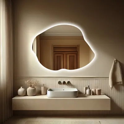 Obrázek produktu pro Neregulární koupelnové zrcadlo LED - 130x100 - KAMPALA, s podsvícením