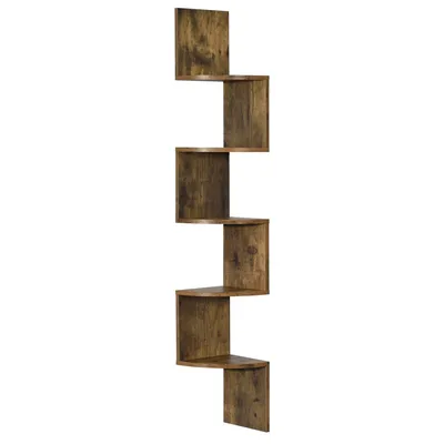 Image de In And OutdoorMatch Etagère murale Vaughn - Etagère murale Zigzag - 123x19,5x19,5 cm - Noyer - Design moderne