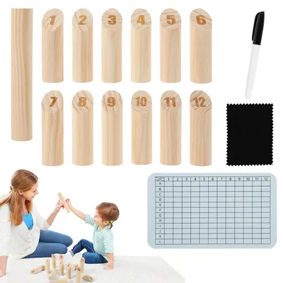 Image de Ikodm Kubb Finlande Numéros Jeu viking Jeu de lancer Jeu de lancer en bois Jouet en bois Jeu d'extérieur pour enfants et adultes, à l'intérieur et à l'extérieur